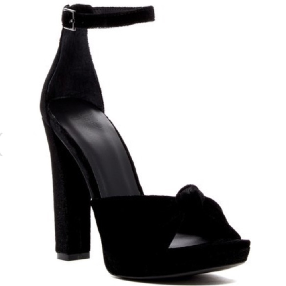 JOIE BLACK VELVET HEEL SANDAL